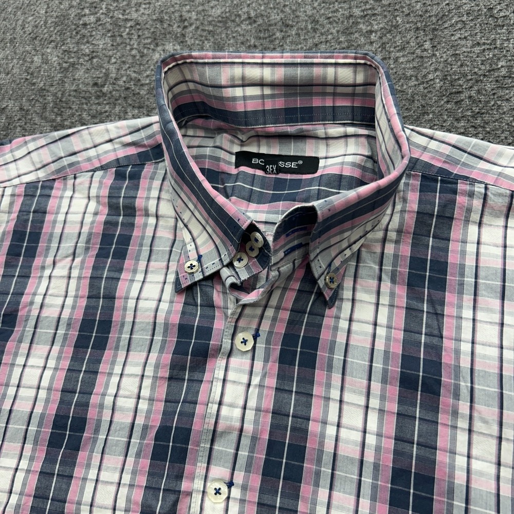 Bogosse Dress Shirt Men 7 US 3X Plaid Button Down Long Sleeve Tartan Madras
